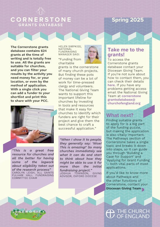 Cornerstone Grant Database poster PNG